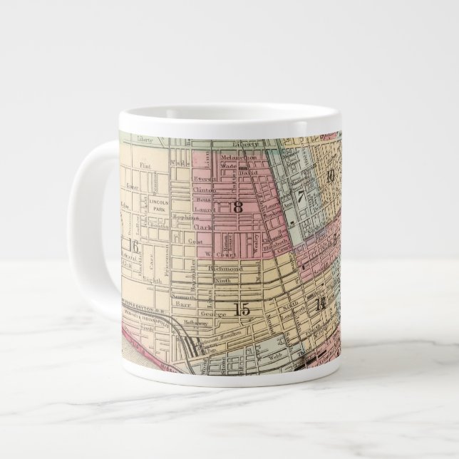 Cincinnati Map by Mitchell Giant Coffee Mug (Front Left)