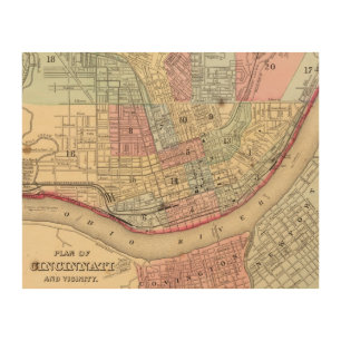 Cincinnati Map by Mitchell Wood Wall Decor
