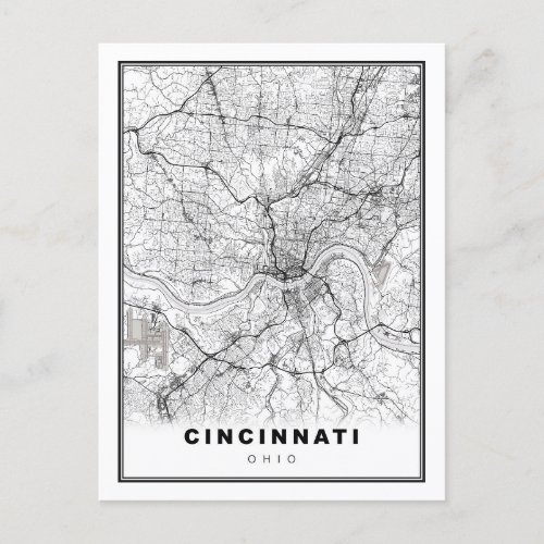 Cincinnati Map Postcard