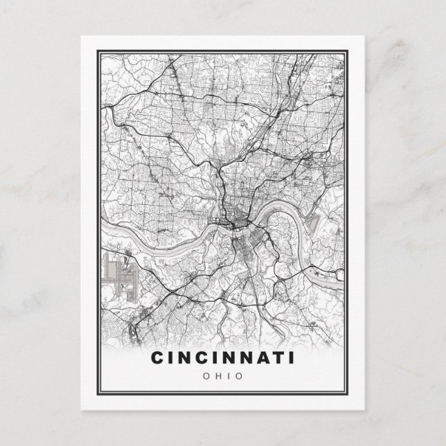 Cincinnati Map Postcard (Front)