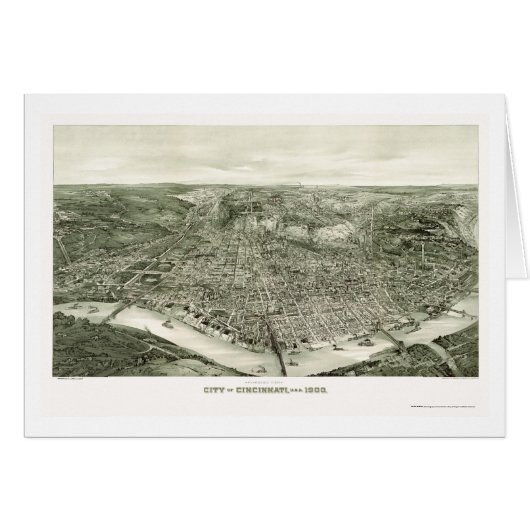 Cincinnati, OH Panoramic Map - 1900 Cards (Front Horizontal)