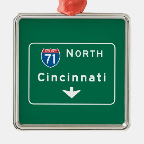 Cincinnati OH Road Sign Metal Ornament