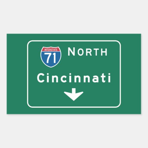 Cincinnati OH Road Sign Rectangular Sticker