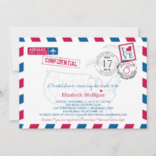 Cincinnati Ohio Airmail Bridal Shower Invitation