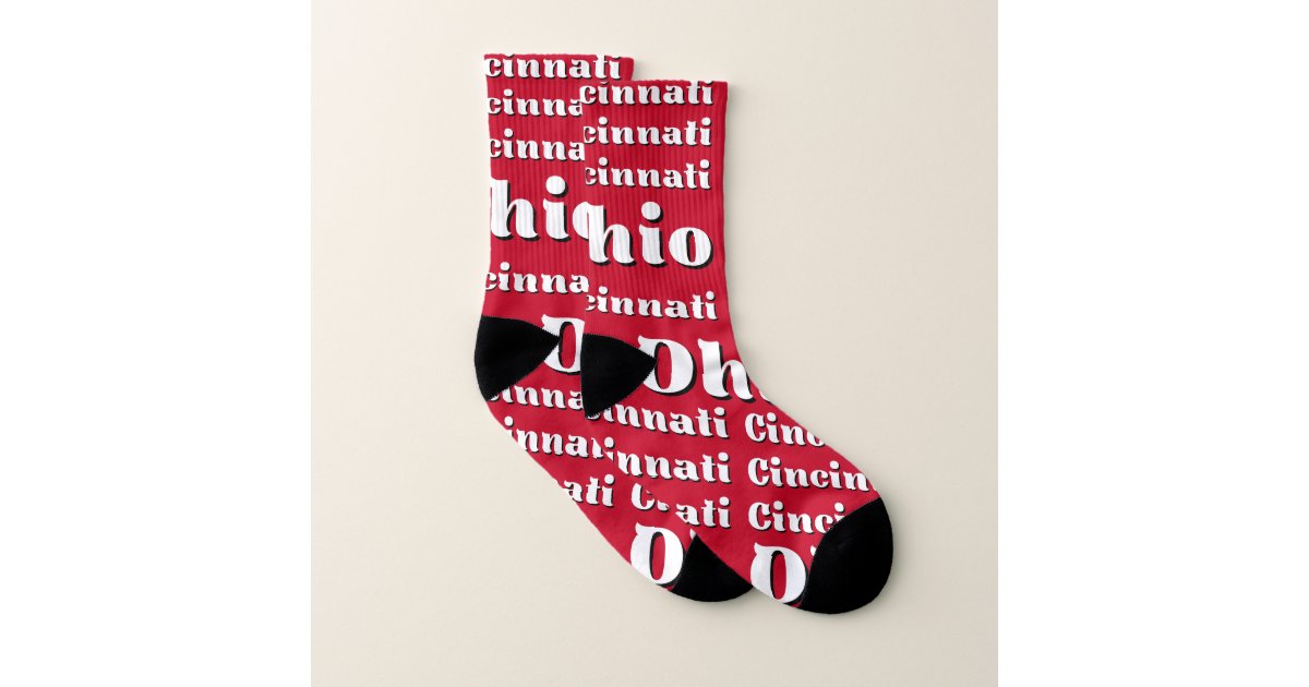Cincinnati Ohio Bold Reds All-Over-Print Socks | Zazzle