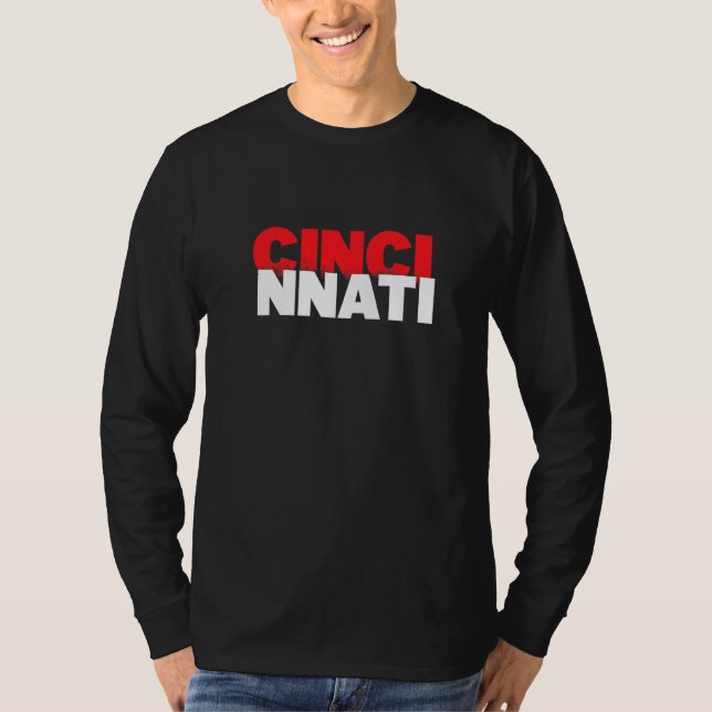 Cincinnati Ohio, Cincy City White Red Graphic T-Shirt (Front)