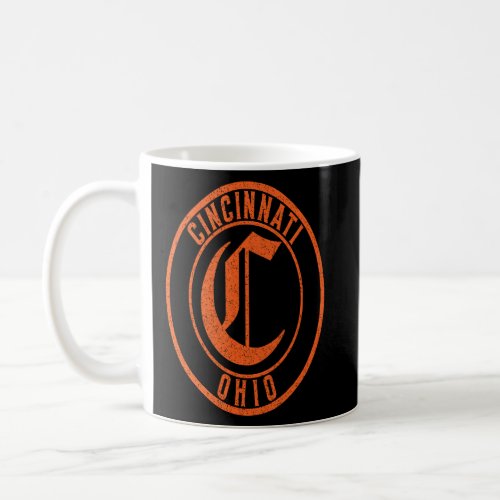 Cincinnati Ohio Circle Sign Distressed Orange Prin Coffee Mug
