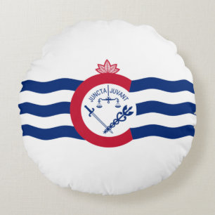 Cincinnati (Ohio) City flag Round Pillow