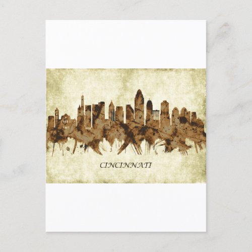 Cincinnati Ohio Cityscape Holiday Postcard