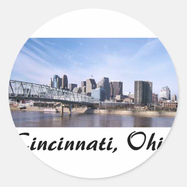 Cincinnati Ohio Classic Round Sticker (Front)