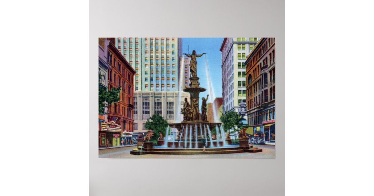 Cincinnati Ohio Fountain Square Poster | Zazzle.com