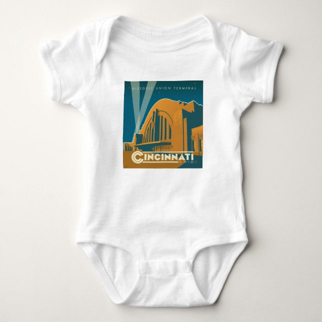 Cincinnati, Ohio | Historic Union Terminal Baby Bodysuit (Front)