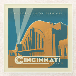 Cincinnati, Ohio Historic Union Terminal Glass Coaster