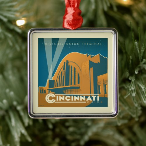 Cincinnati Ohio  Historic Union Terminal Metal Ornament