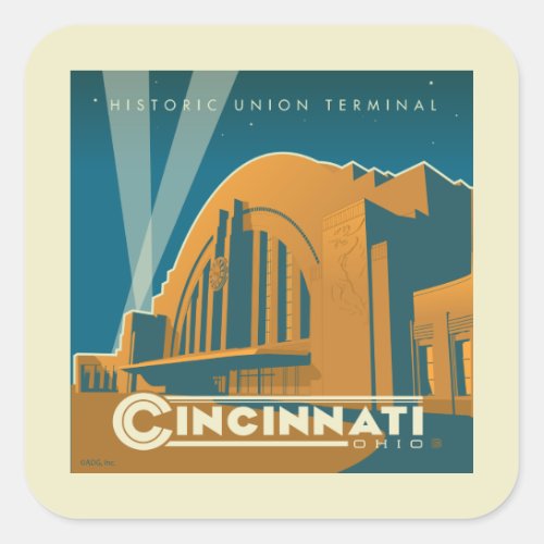 Cincinnati Ohio  Historic Union Terminal Square Sticker