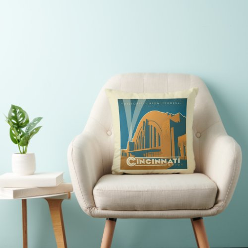 Cincinnati Ohio  Historic Union Terminal Throw Pillow