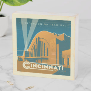 Cincinnati, Ohio Historic Union Terminal Wooden Box Sign