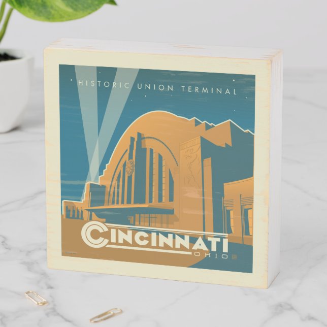 Cincinnati, Ohio | Historic Union Terminal Wooden Box Sign (In Situ Horizontal)