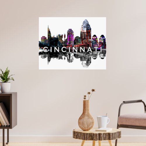 Cincinnati Ohio in graffiti Poster