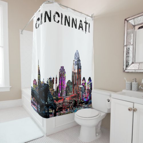 Cincinnati Ohio in graffiti Shower Curtain