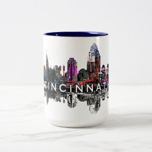 Cincinnati, Ohio in graffiti Two-Tone Coffee Mug