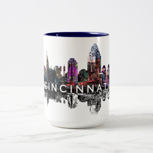 Cincinnati Ohio in graffiti Two_Tone Coffee Mug