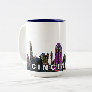 Cincinnati, Ohio in graffiti Two-Tone Coffee Mug