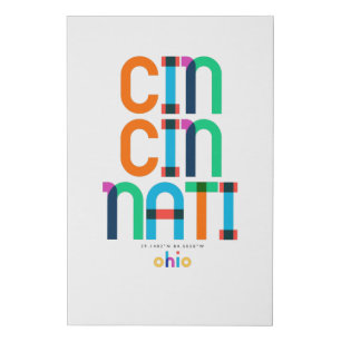 Cincinnati Ohio Mid Century, Pop Art, Faux Canvas Print
