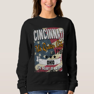 Cincinnati Ohio Oh Distressed American Flag State Sweatshirt