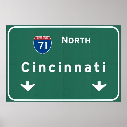 Cincinnati Ohio oh Interstate Highway Freeway  Poster