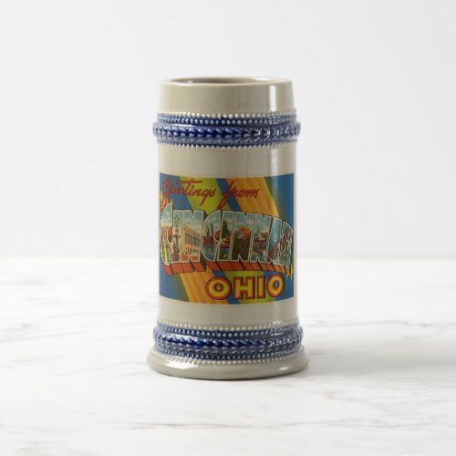 Cincinnati Ohio OH Old Vintage Travel Souvenir Beer Stein