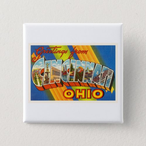 Cincinnati Ohio OH Old Vintage Travel Souvenir Pinback Button
