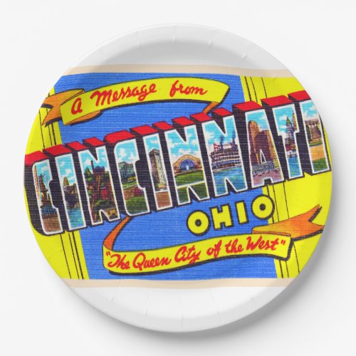 Cincinnati Ohio OH Vintage Large Letter Postcard Paper Plates