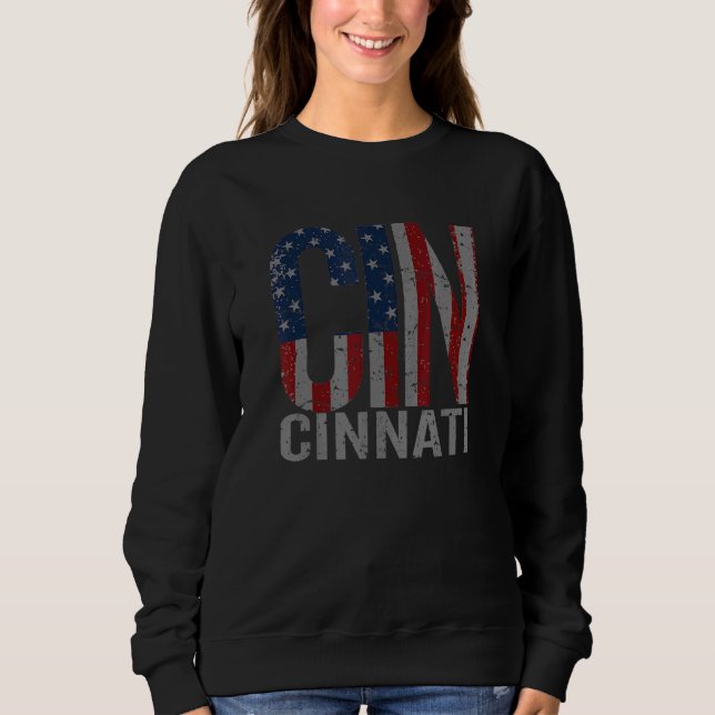 Cincinnati Ohio Patriots Memorial Day Usa Flag Cin Sweatshirt (Front)
