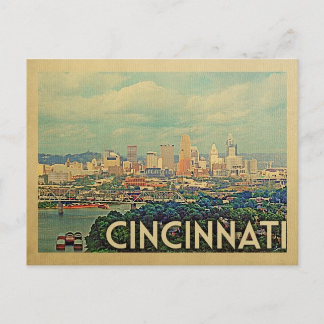 Cincinnati Ohio Postcard Vintage Travel (Front)