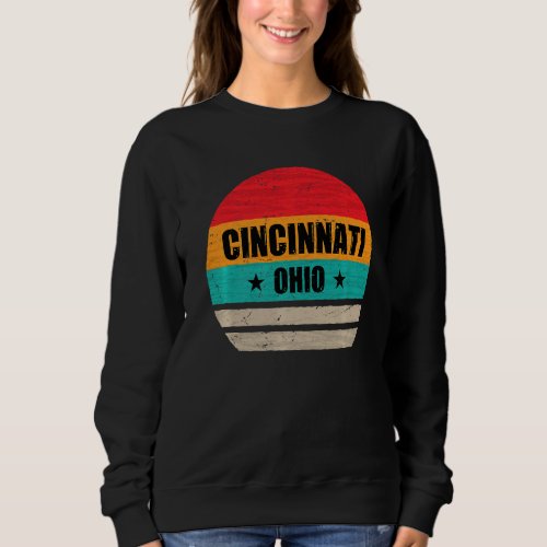 Cincinnati Ohio Retro Vintage Sunset Us State Cinc Sweatshirt
