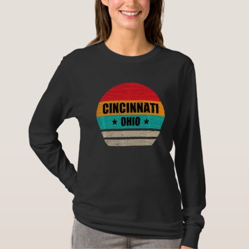 Cincinnati Ohio Retro Vintage Sunset Us State Cinc T_Shirt