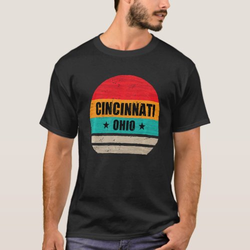Cincinnati Ohio Retro Vintage Sunset Us State Cinc T_Shirt