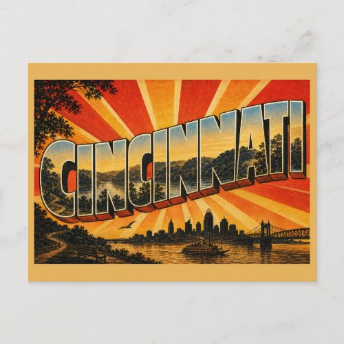 Cincinnati Ohio River Hills Forest Art Postcard