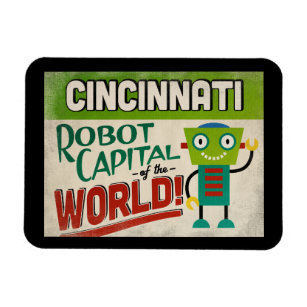 Cincinnati Ohio Robot - Funny Vintage Magnet