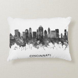 Cincinnati Ohio Skyline BW Accent Pillow