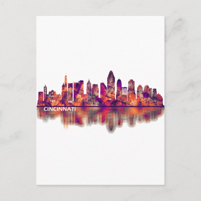 Cincinnati Ohio Skyline Holiday Postcard (Front)