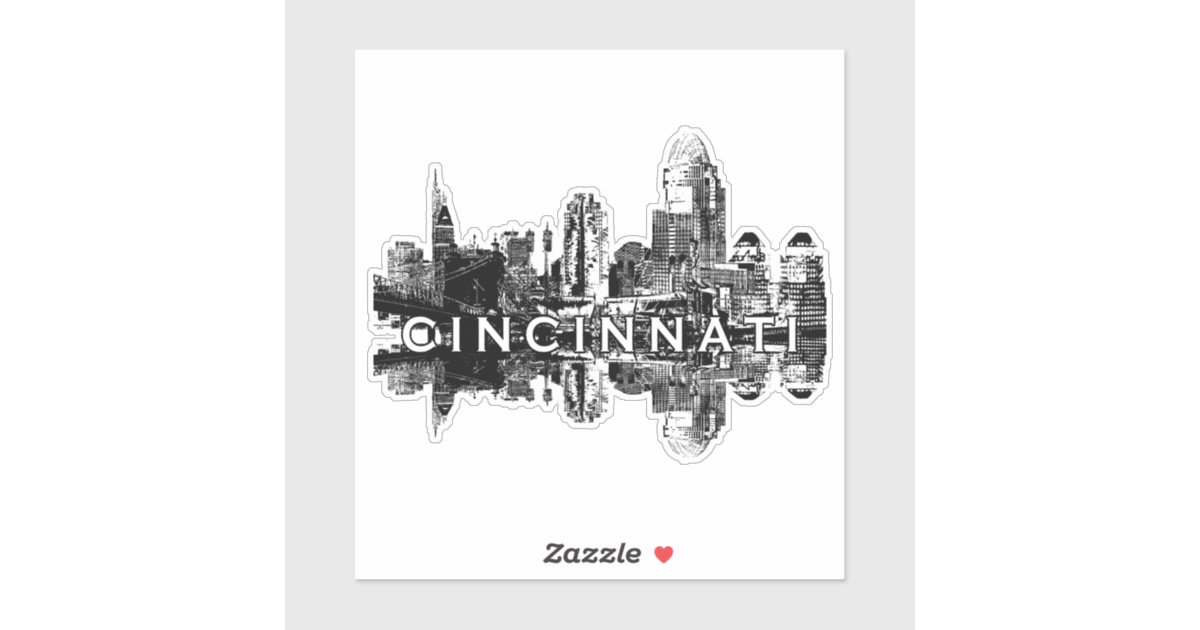 Cincinnati Ohio Skyline In Black Ink Sticker Zazzle Com
