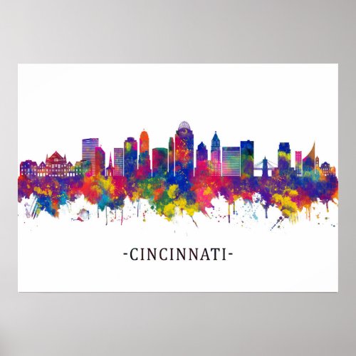 Cincinnati Ohio Skyline Poster