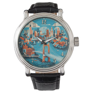Cincinnati Ohio Skyline Suspension Bridge Cityscap Watch
