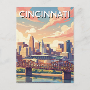 Cincinnati Ohio Skyline Travel Postcard