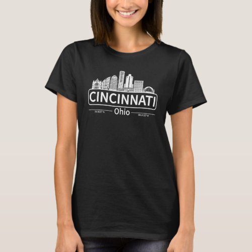 Cincinnati Ohio Skyline Travel To Cincinnati T_Shirt