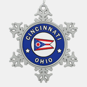 Cincinnati Ohio Snowflake Pewter Christmas Ornament