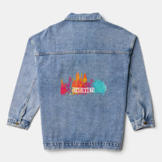 Cincinnati Ohio State Retro Vintage Distressed Denim Jacket