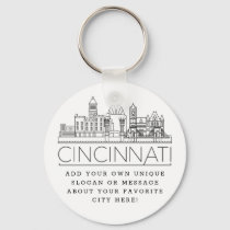 Louisville, KY Stylized Skyline, Custom Slogan Keychain, Zazzle